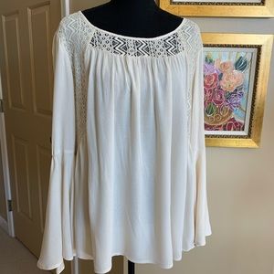 REDUCED 20% MORE! NWT Chicos Cotton & Lace Bell-sleeves Blouse